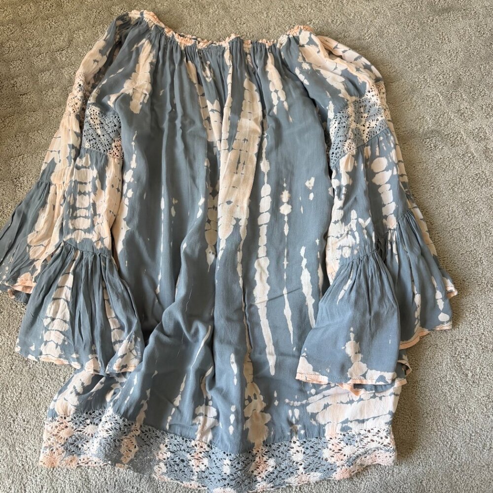 Surf Gypsy Tie Die Off the Shoulder Top size S fits like 8-10 - Picture 6 of 7